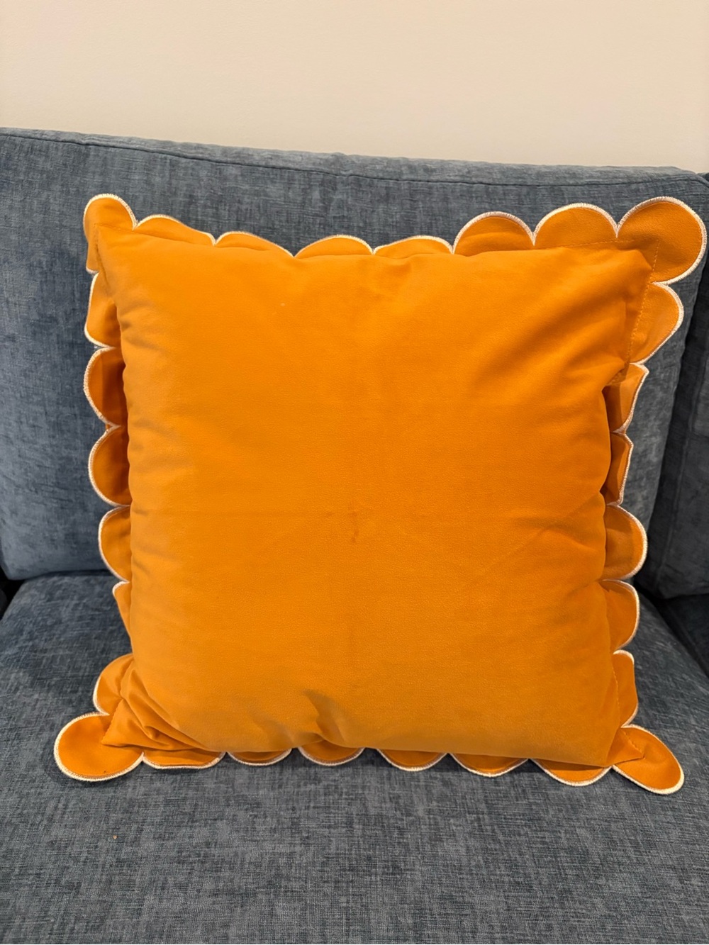 Scalloped Edge Square Throw Pillow - Orange